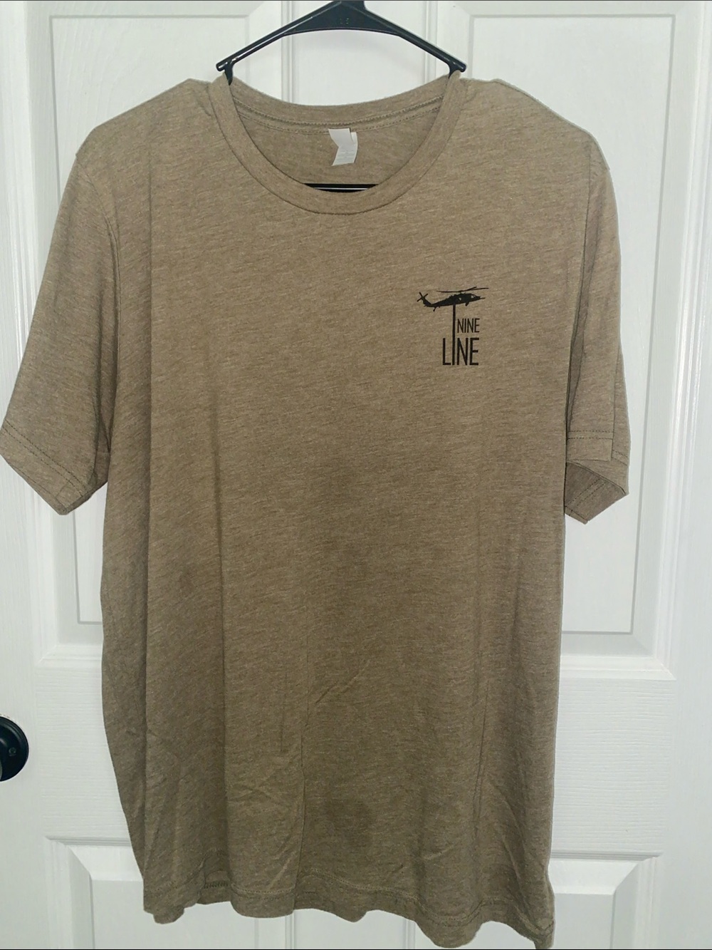 Nine Line Men's Short Sleeve Tee in Tan with Helicopter Logo